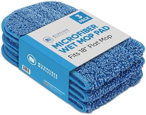 Quick Clean Durable 18 Microfiber Mop Pads 3-Pack