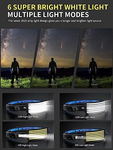 Smiling Shark 3-Pack Rechargeable Headlamp Set 6000K Starlight White Light Motion-Activated