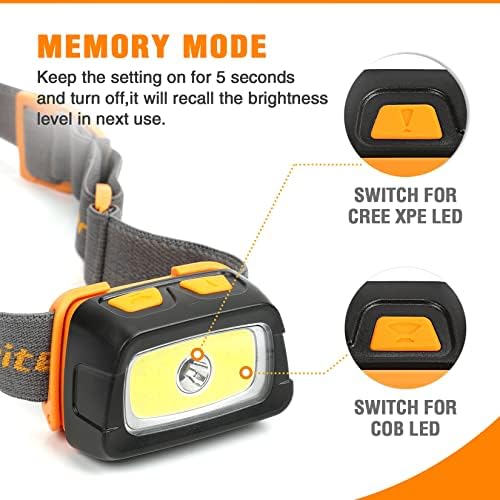 EverBrite Rechargeable Headlamp 7 Lighting Modes - Dual Switches Memory Function