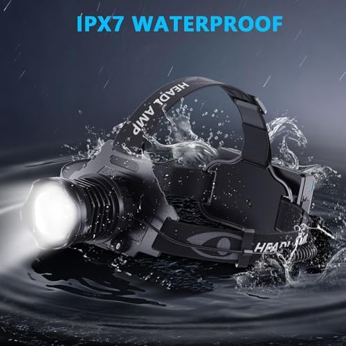 900000 Lumens LED Headlamp strobe mode waterproof adjustable arging