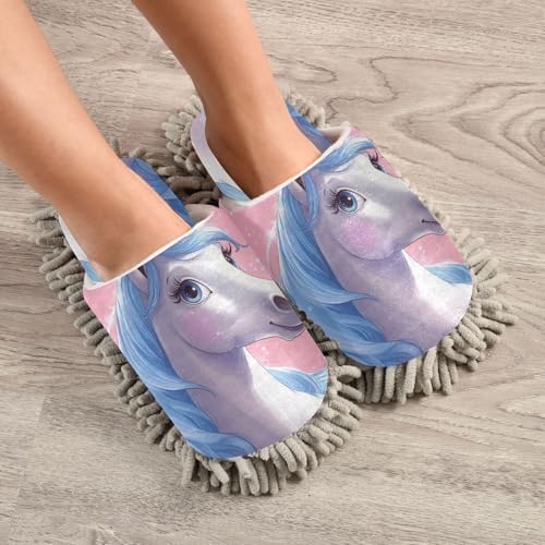 Mission Microfiber Cleaning Slippers Dreamy Horse Washable Mop Shoes for MenWomen
