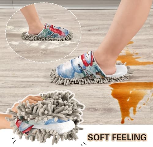 White Christmas Snowman Mop Slippers for Home