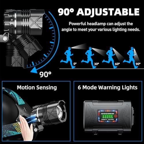 990000 Lumens Rechargeable LED Headlamp with 5 Modes
