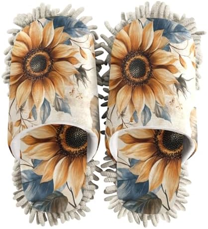 Microfiber Sunflowers Cleaning Slippers Size L