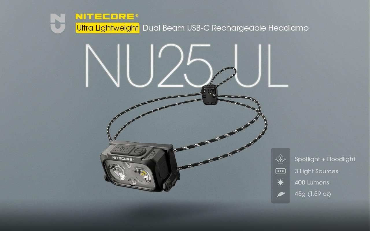 Nitecore NU25 400 Lumen Bright Lightweight Durable for Hiking