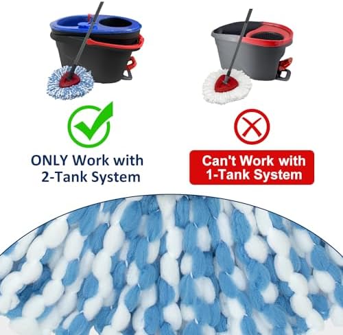 6 Pack Spin Mop Microfiber Head for Oceda RinseClean 2 Tank System
