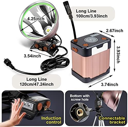 PINSAIHigh Power LED Headlamp for Camping waterproof 22000mAh Rechargeable