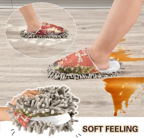 White Christmas Santa Trees Mop Slippers Clean Office Soft Absorbent Mops