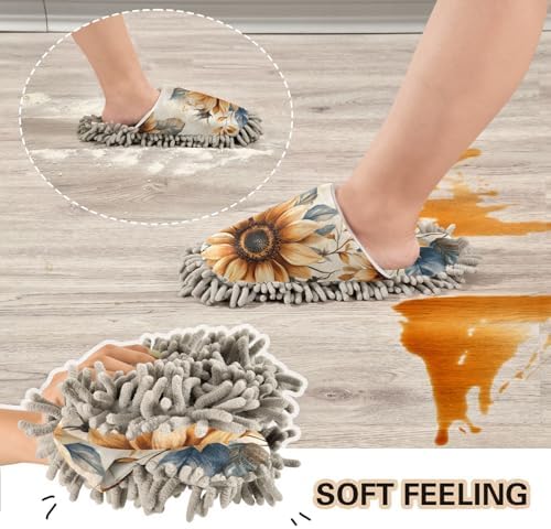Microfiber Sunflowers Cleaning Slippers Size L