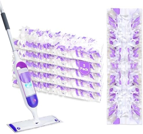 Spruce Up Your Mopping Game with Reusable PowerMop Pads White Purple 5-Pack