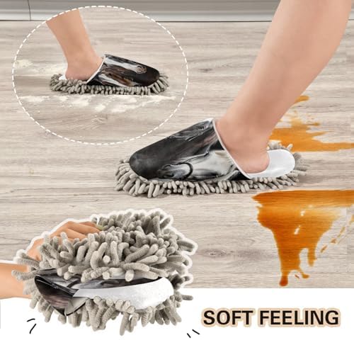 RunningBear White Watercolor Mop Slippers for Home