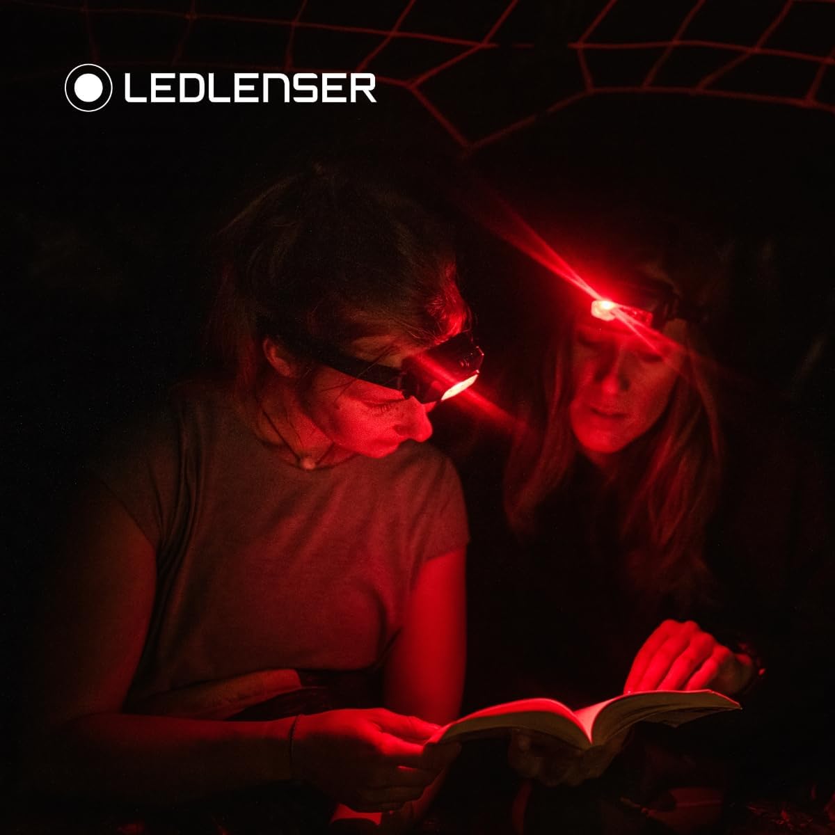 Red Sub Light Recharged LED Headlamp for Trail Use Small Waterproof