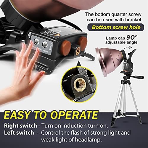 PINSAIHigh Power LED Headlamp for Camping waterproof 22000mAh Rechargeable