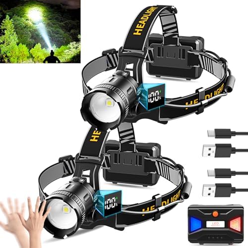 100000 Lumens Headlamp with Motion Sensor waterproof rechargeable