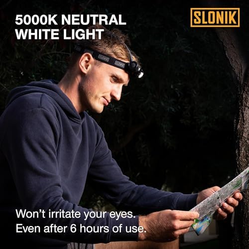 SLONIK Rechargeable Headlamp 1000 Lumens Waterproof 60ft Beam