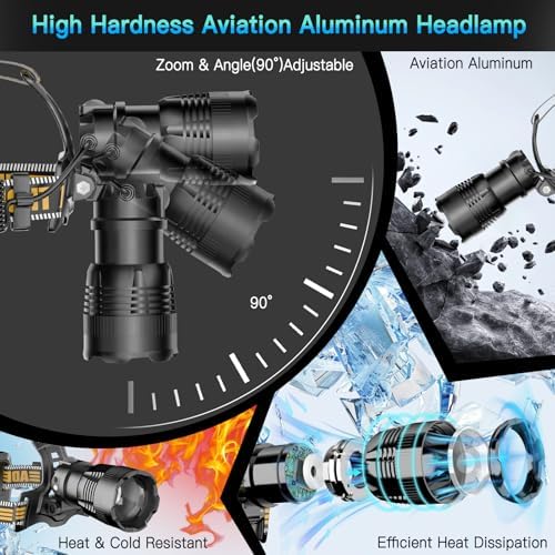 UBEE Rechargeable Headlamp Blazing Bright Waterproof for Hiking Camping