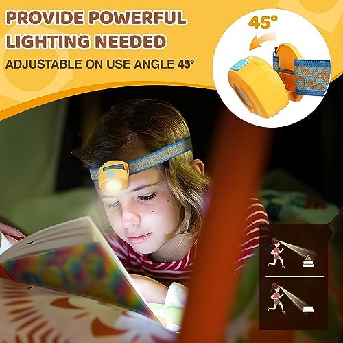 Adjustable RGB Headlamp for Kids camping reading and Halloween fun