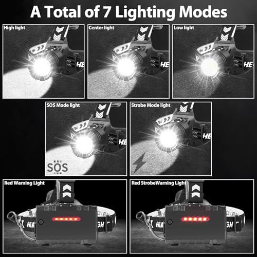 990000 Lumens Rechargeable Headlamp Adjustable Waterproof