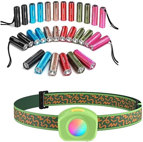 30-Pack Mini Flashlights Set Rechargeable Headlamp for Kids