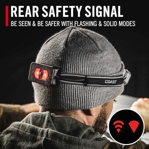 Coast RL10R 750 Lumen Headlamp with Variable Light and Rear Safety