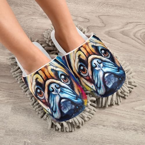 RunningBear White Cartoon Mop Slippers