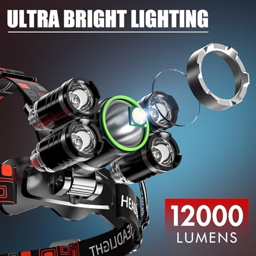 Small Aluminum Headlamp Rechargeable LED Waterproof 12000 Lumens