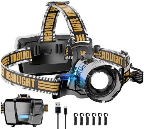UBEE Rechargeable Headlamp Blazing Bright Waterproof for Hiking Camping