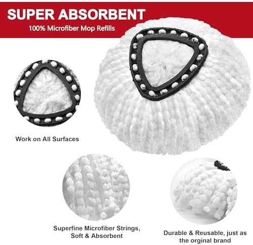 4 Pack Mop Heads for Easy Wrin Spin Mop Ensure Deep Clean