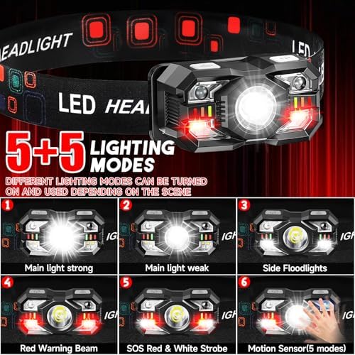 Northlet Rechargeable Headlamp 6-Pack 3000 LUMEN HEADLIGHT FOR OUTDOORS