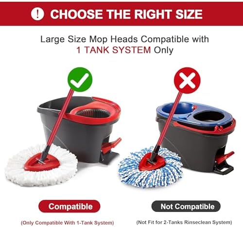 4 Pack Mop Heads for Easy Wrin Spin Mop Ensure Deep Clean