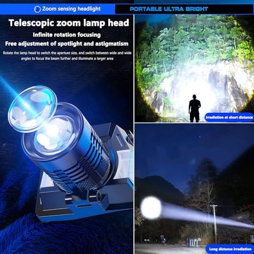 100000 Lumen Rechargeable Headlamp with Adjustable 90 Waterproof