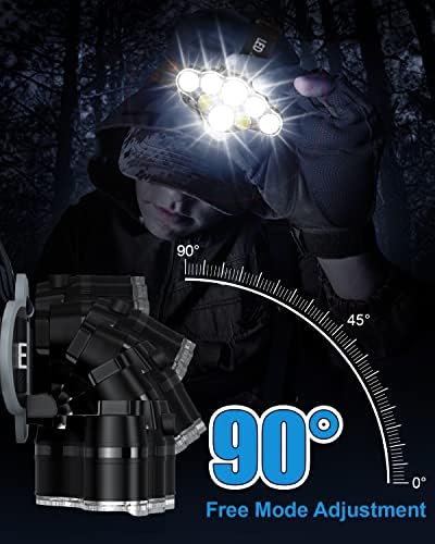 MAFSEUT Outdoor Rechargeable Headlamp 8 LED Red Light IPX4 Waterproof