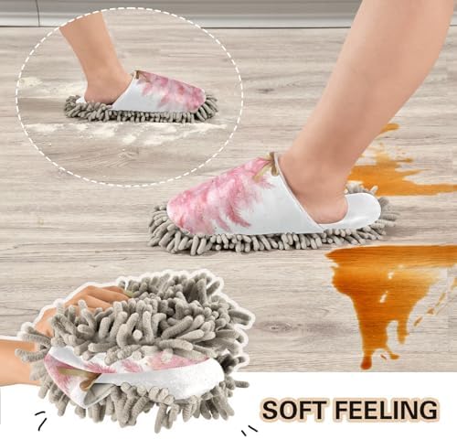 RunningBear White Pink Mop Slippers for Floor Cleaning 1