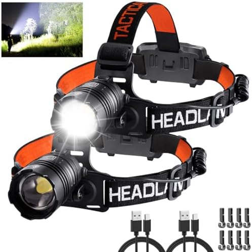 Adjustable Focus 2-Pack Rechargeable Headlamp
