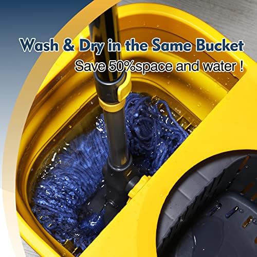Yocada Looped-End String Wet Mop Heavy-Duty Telescoping Replacement Heads Included