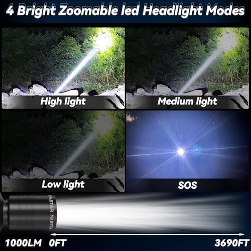Dobudo Upgraded Headlamp - 1000LM 3690ft Headlight