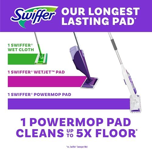 Swiffer PowerMop Multi-Surface Mopping Pad Refill 11 Count Deep Cleaning Easy Maintenance