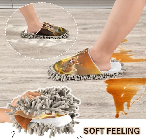 Running Bear White Sunset Dogs Mop Slippers Cozy Effective Floor Cleaning Tool