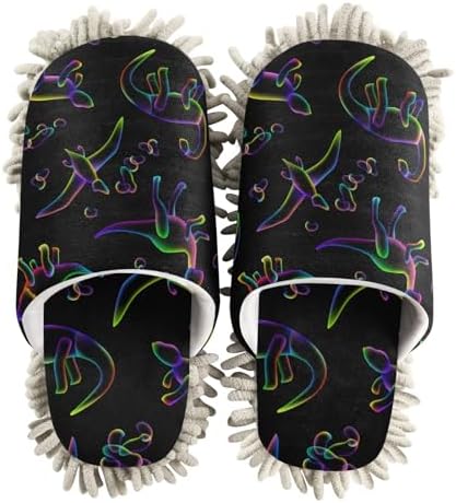 Kigai Microfiber Gradient Dinosaurs Slippers for Easy Floor Cleaning