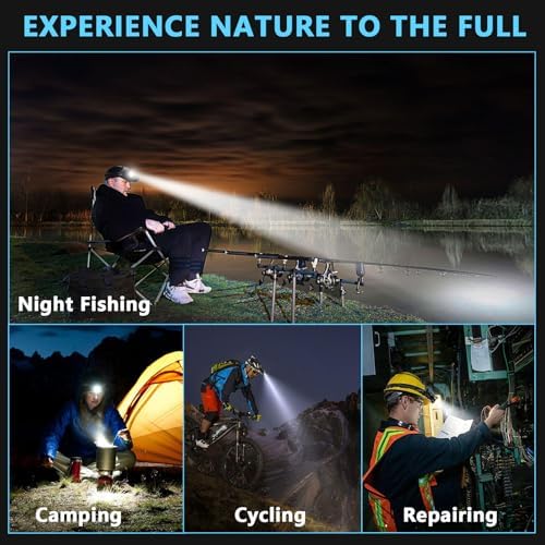 900000 Lumens LED Headlamp strobe mode waterproof adjustable arging