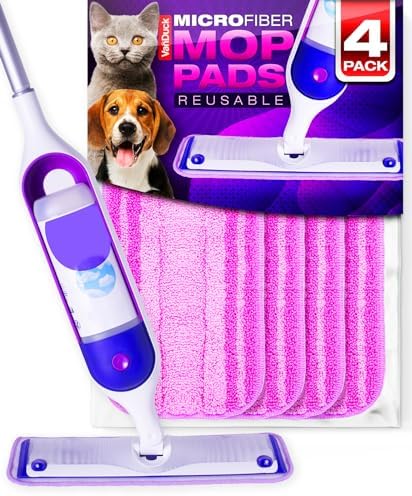 VanDuck Reusable Mop Pads for Swiffer PowerMop 4 Pack - Multi-Surface Cleaning