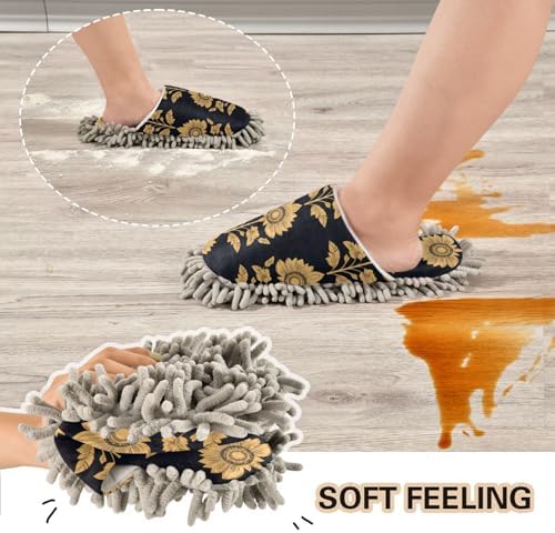 FLildon Microfiber Cleaning Slippers Mysterious Sunflower Design