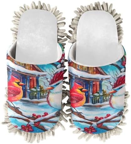 RunningBear White Christmas Mop Slippers for Cleaning