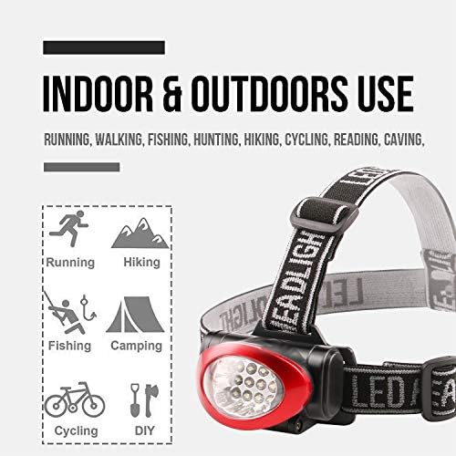 10-Pack 12 LED 3 Mode Portable Headlamp Durable Outdoor Use