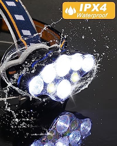 8 LED Rechargeable Headlamp Waterproof 500m illumination