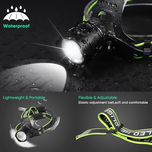 Rechargeable LED Headlamp 1200000 Lumens Waterproof Adjustable