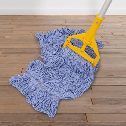 3-Piece Heavy Duty Mop Heads Blue Cotton Replacement Commercial Grade