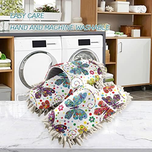 DOMIKING Butterflies Cleaning Mop Slippers for Women
