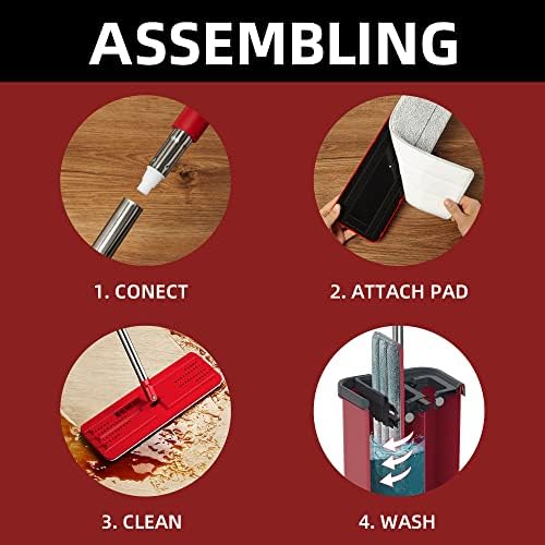 BOSHENG Flat Mop and Bucket Set with Wringer 1