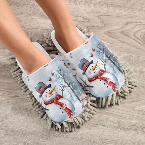 White Christmas Snowman Mop Slippers